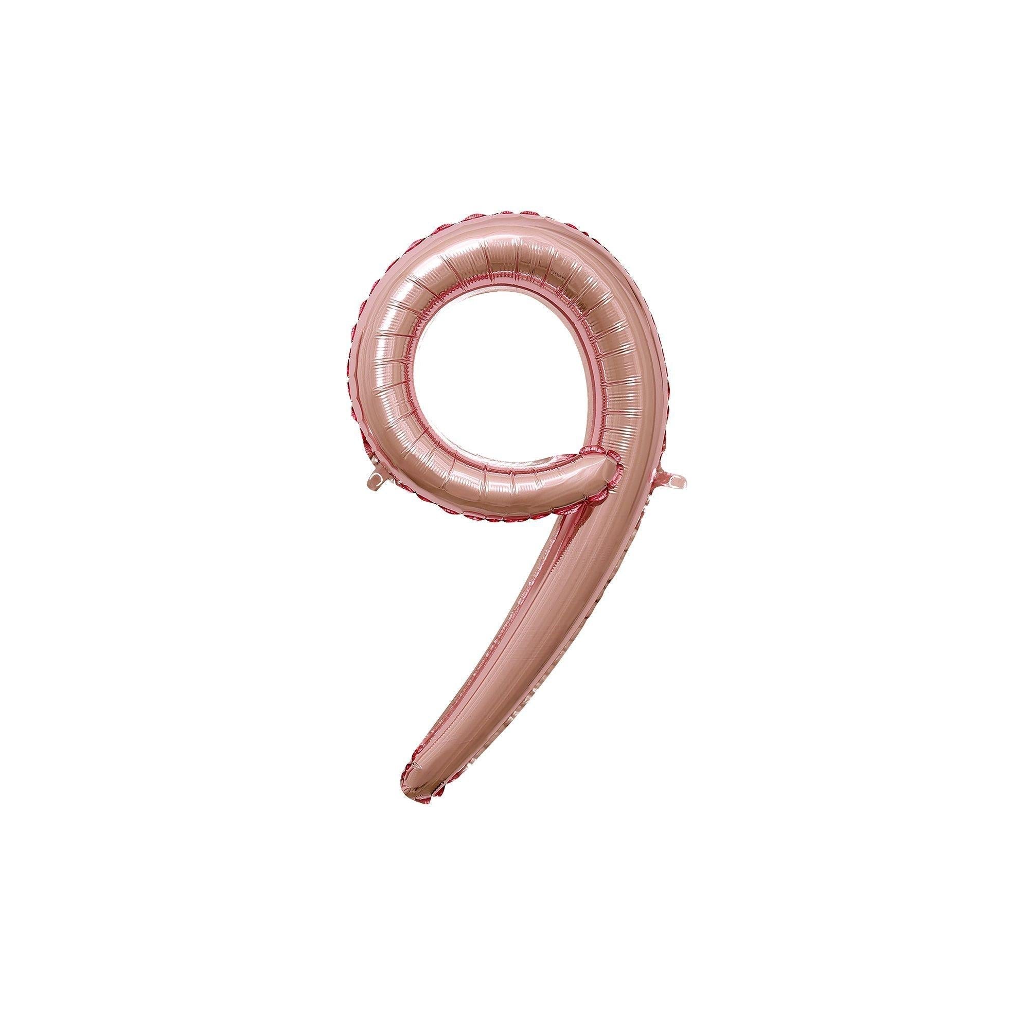 Air-Filled Rose Gold Cursive Number (0-9) Foil Balloon, 10in x 18in