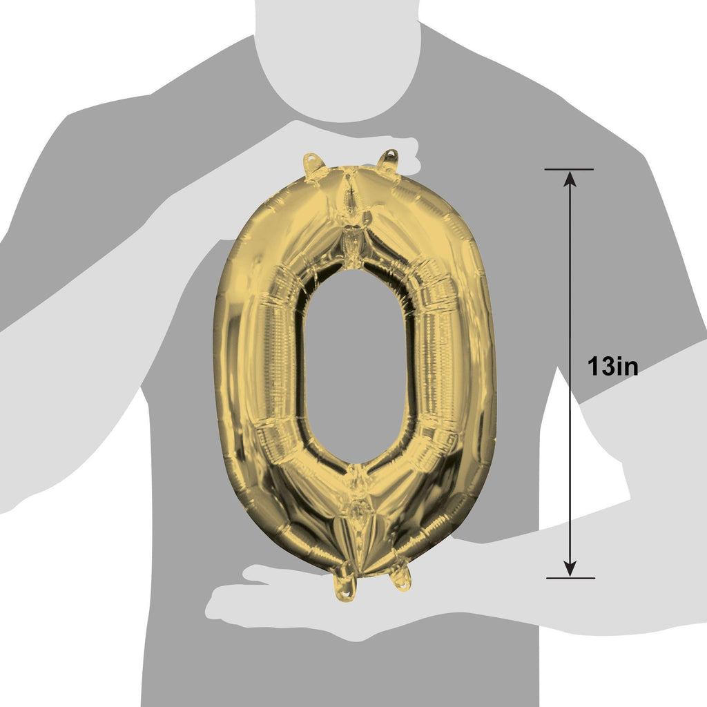 13in Air-Filled White Gold Number (0-9) Balloon